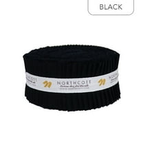 Jelly Roll - Colorworks Premium Solids 9000 Black Northcott 2.5" Strips Roll-Ups Bundle Quilter's Cotton Fabric Precuts (SCWBK40-10) M526.45