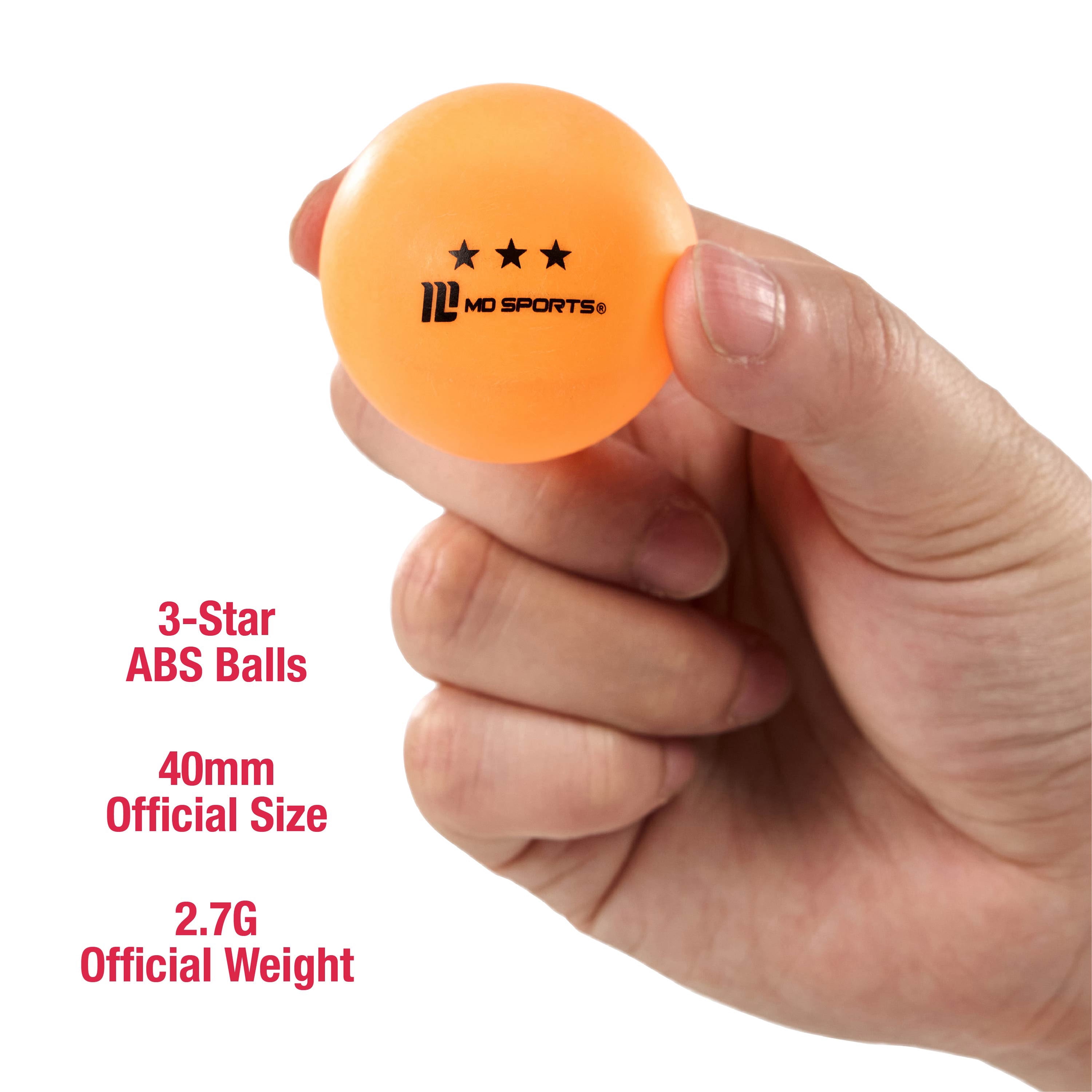 3-Star Ping Pong Balls, 40 Pack Official 40mm Table Tennis Balls with Durable Bounce & Spin by MD Sports