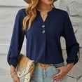 thumbnail image 2 of Yuzhih Women's Long Sleeve Tops V Neck Button up Business Office Blouse 2024 Fashion Formal Shirts, 2 of 4