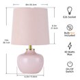 thumbnail image 2 of 15" Hand-Blown Glass Table Lamp Set, Blush Pink Velvet Shade, Pink Glass Base, Small Accent Lamp For Girls Bedroom Nightstand, Living Room, Kitchen Counter(Bulb Not Included), 2 of 7