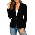 thumbnail image 6 of FAWUUDO Women's Single Breasted Suit Jacket Notched Lapel Long Sleeve Tailored Work Office Blazer Open Front Casual Cardigan Jacket with Flap Pockets Black, 6 of 7