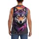 thumbnail image 4 of Balery Colorful Wolf Head A Camisetas sin mangas para hombre, absorbe la humedad y protege contra el mal olor.-Large, 4 of 7