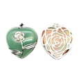thumbnail image 5 of Natural Gemstone Heart Silver Plated Rose Flower Reiki Chakra Pendant Charm Bead, 5 of 9