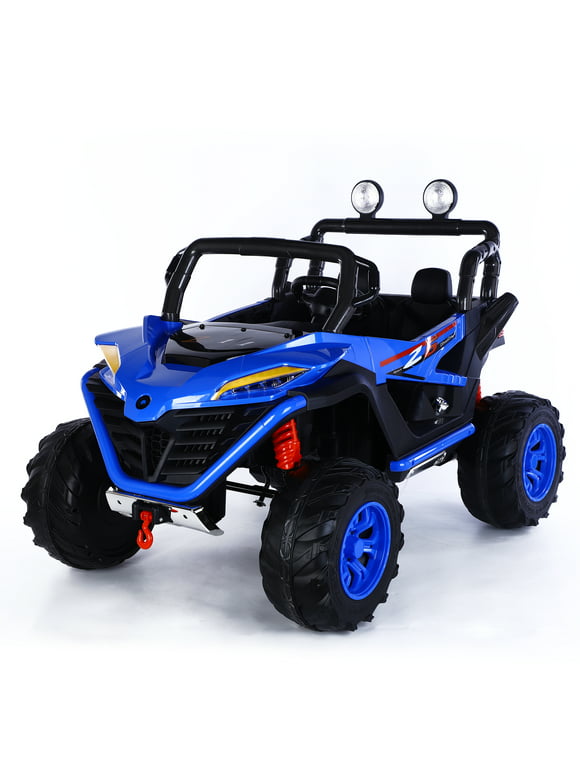 NEW! GAMMA Powerful 12V Kids Ride On Jeep Car Electric toy vehicle w/2.4G Remote Control LED Lights Music Foot Pedal MP3 Horn Suspension_Dark Blue