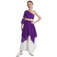thumbnail image 1 of Aislor Robe de Danse Ballet Liturgique pour Filles, Robe de Danse Lyrique à Blocs de Couleur, Ourlet Haut-Bas, Violet 14, 1 of 7