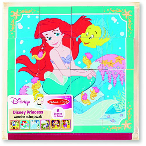 16 Pieces for sale online Melissa & Doug Disney Princess Wooden Cube Puzzle With Storage Tray 