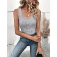 thumbnail image 4 of Chic Square Neck Button-Up Tank Top - Versatile &Stylish|100% Polyester, Perfect for All Seasons, 4 of 8