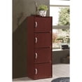 thumbnail image 2 of Hodedah 4 Shelf 4 Door Multi-Purpose Wooden Bookcase in Mahogany Finish, 2 of 5