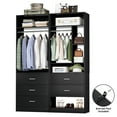 thumbnail image 2 of Homieasy 48" Walk-in Closet System - Heavy Duty Closet Organizer with 5 Wood Drawers, 2 Hanging Rods & 7 Shelves (48"L x 15"W x 80"H) for Bedroom, Entryway, Modern,Black, 2 of 7