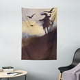 thumbnail image 1 of Horror Tapestry, Dark Soul From a Scary Movie on the Hills with Clouds and Flying Crows Print, Wall Hanging for Bedroom Living Room Dorm Decor, 40W X 60L Inches, Brown Mauve Begie, by Ambesonne, 1 of 2