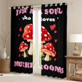thumbnail image 2 of Homewish Kawaii Cartoon Mushrooms Blackout Curtains Set of 2 (52x84 Each),Letter Heart Curtain,Black Red, 2 of 6