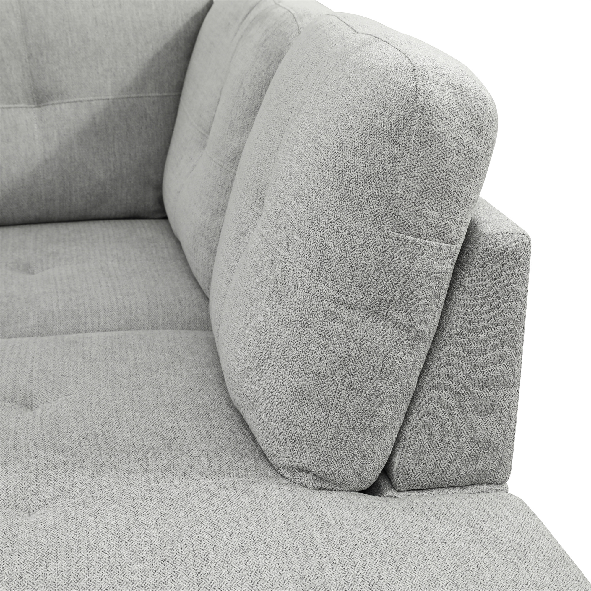 Aukfa 103" Sectional Sofa with Storage Ottoman, L Shape Couch for Living Room, Left Facing Chaise, Flannel, Off White