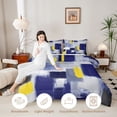 thumbnail image 4 of Manfei Abstract Brushstroke Full Size Comforter Sets, Blue Yellow Plaid Bedding Comforter Set, Blue Yellow, Navy Reversible 3 Pieces, 1 Comforter and 2 Pillowcases, 4 of 6