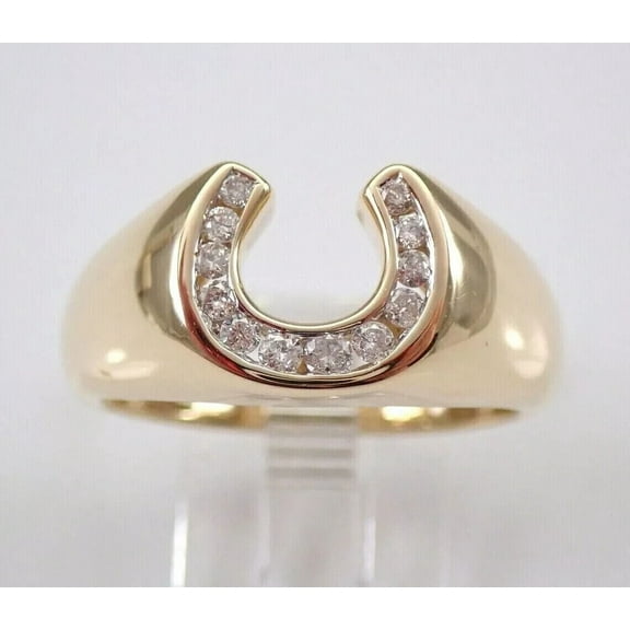 1.00Ct Simulated Diamond Men's Wedding Horseshoe Ring 14K Yellow Gold Plated
