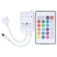 thumbnail image 1 of Contrôleur Intelligent WiFi RGB LED avec Télécommande à 24 Touches (Pile Intégrée), Variateur de Tension Constante à 4 Canaux - 16 Couleurs et 4 Modes d'Éclairage, Contrôle Vocal via Application et AI, Compatible avec Google Home, pour la Maison, le Bar, 1 of 6