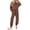 Brown, variant on Women's 5 Piece Lounge Set Long Sleeve Knit Pajamas Sweatsuit Jogger Pant Outfits With Pockets