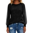 thumbnail image 4 of larppty Womens Sequin Sweatshirts Fashion Crewneck Long Batwing Sleeve Lightweight Pullover Clothes (Black, 3XL), 4 of 8