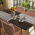 thumbnail image 3 of Black Striped Table Cloths for 4 Foot Rectangle Tables, Farmhouse Stripes Modern Abstract Art Patio Waterproof Elastic Fitted Tablecloths, Washable Rectangular Table Cover for Camping, 3 of 8