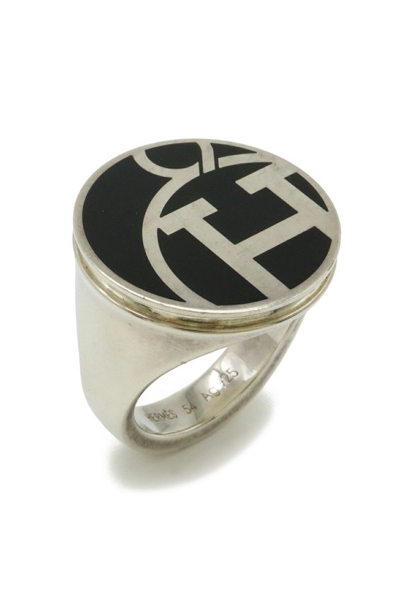 Pre-Owned HERMES Hermes Signet Ring, Circle, Ag925 Silver #54, Japanese size approx.... (Good)