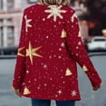 thumbnail image 6 of Christmas Outfits Women Drapped Cardigan Open Front Long Sleeve Coat with Santa Claus/Snowflake/Xmas Tree Prints (L, Red 01), 6 of 7