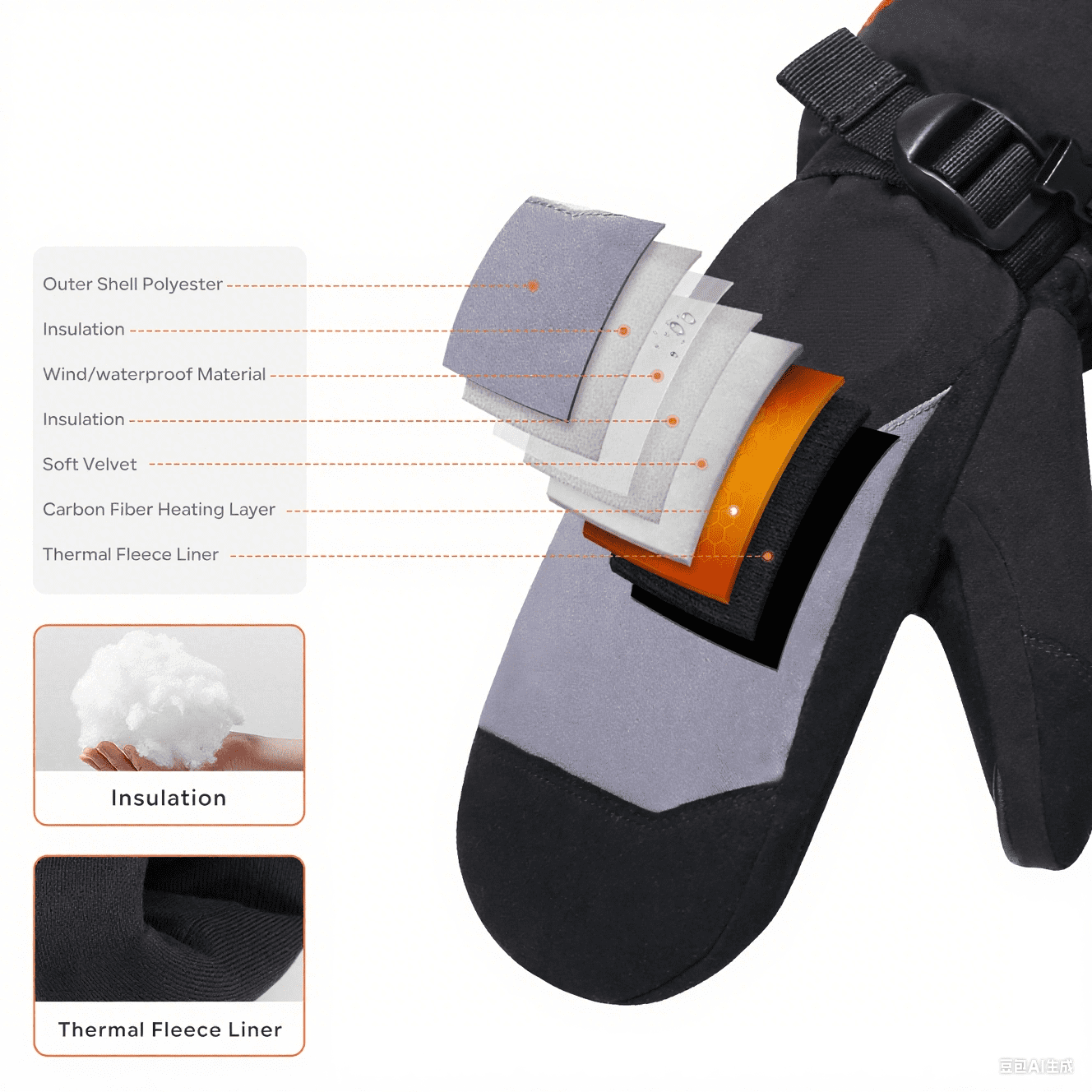 SNOW DEER Heated Mittens Gloves for Women Men 7.4V 2200MAH Electric Rechargeable Waterproof Ski Gloves for Winter Work Skiing Snowboarding Hiking Fishing Camping