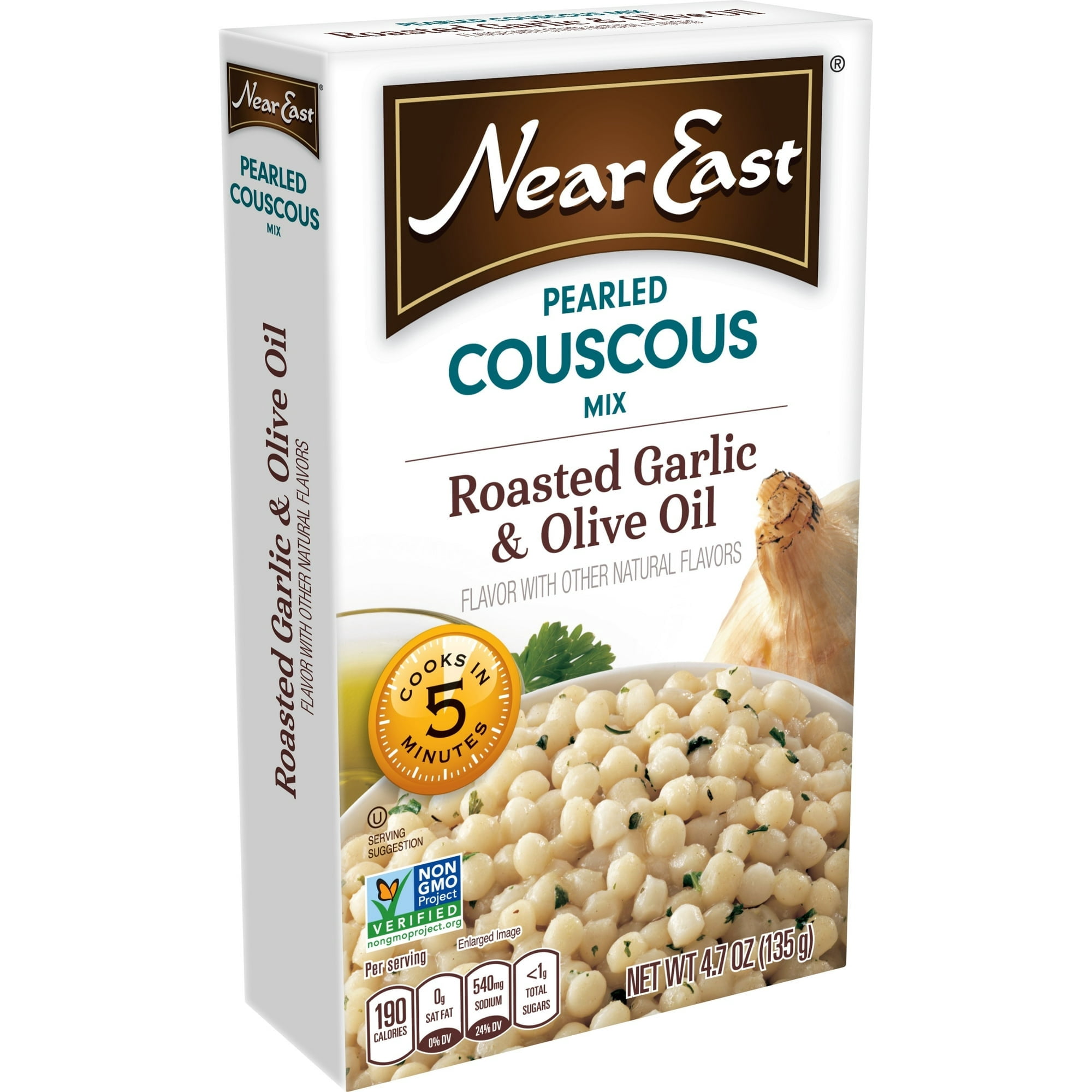 Near East Roasted Garlic and Olive Oil Pearled Couscous Mix, 4.7 oz Box (Pack of 4)
