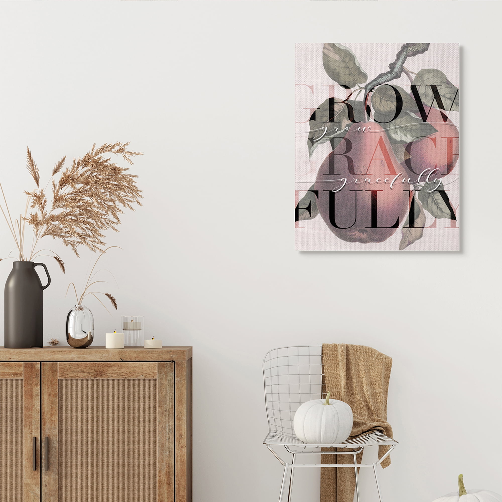 Stupell Industries Grow Gracefully Quote Red Distressed Pear Fruit Food & Beverage Painting Gallery Wrapped Canvas Art Print Wall Art, 30 x 40