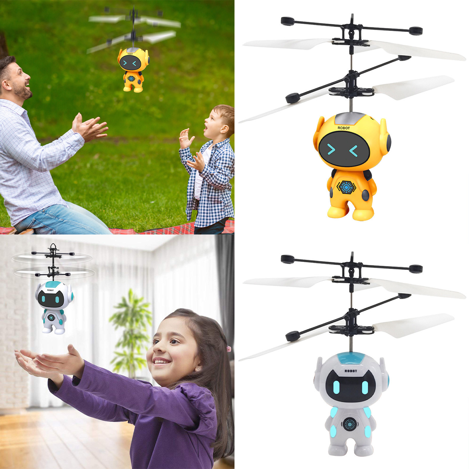 Mortilo 2Set Flying Robot Toy Robot Aircraft Helicopter Infrared