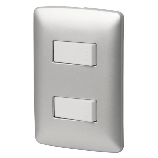 PLACA CON 2 INTERRUPTORES SENCILLOS PLATA VOLTECK 46479 VOLTECK PA-APDO-IP