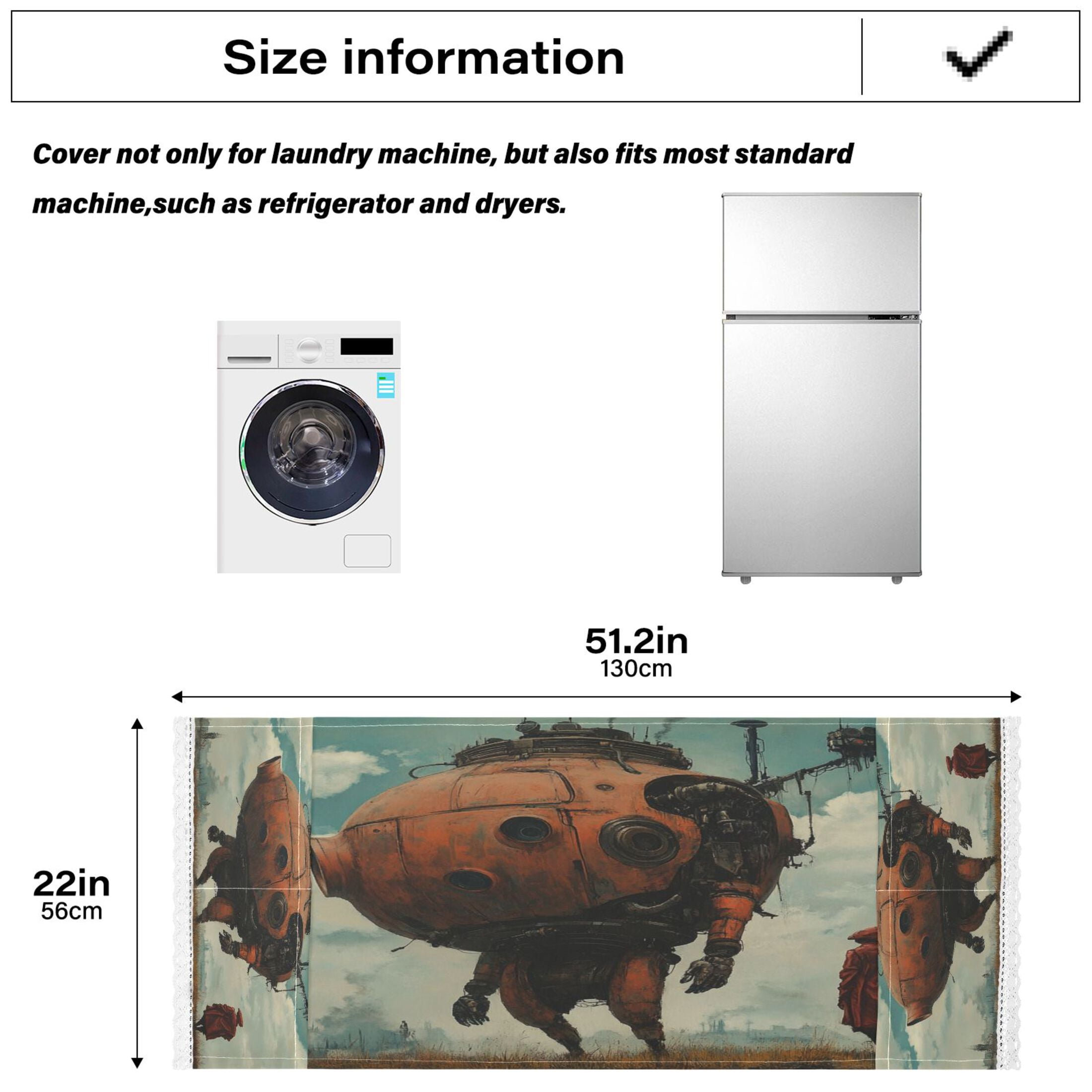 Moving Machine HeadWasher and Dryer Covers Dust-Proof and Oil Resistant Fridge Cover with 4 Storage Pockets Washing Machine Top Cover for Laundry Kitchen Home 51.2 x 22 In