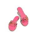 thumbnail image 3 of Liliana Pink Honnay-2 Pink Clear Rhinestone Gem Slip On Slide Mule Flat Sandals (Champagne Mesh, 10), 3 of 6