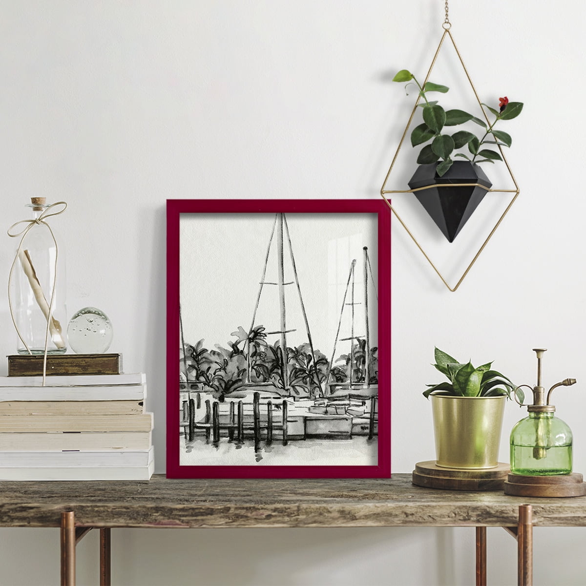 Neutral Tropics I - Framed Print w/glass - Cherry Red