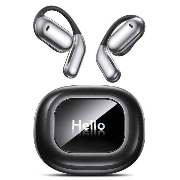 Ultra Open-Ear-Headphones Wireless Bluetooth - Ergonomic Pro Bone Conduction Earbuds with Soft, Airy Silicone Design, Over-The-Ear Earbuds for Running, Sports, Fitness and Workouts, Black