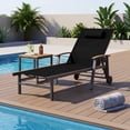 thumbnail image 2 of Harbweb Outdoor Chaise Lounge Chair , 5-Position Adjustable Sun Tanning Chair with Pillow, Aluminum Patio Lounge Chair with Wheels & Armrests for Garden, Beach, Patio, Pool, Black, 2 of 8