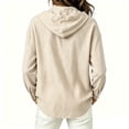thumbnail image 4 of Textilo Cotton Linen Hoodie for Women Long Sleeve Button Down Hooded Shirts with Pocket Sun Protection Blouses Summer Beach Vacation Casual 2026 Lightweight Clothing,Beige M, 4 of 5