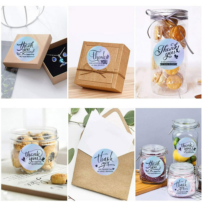 630 Pieces Thank You Cards and Thank You Sticker Set, 100 Pieces Thank You for Supporting My Small Business Cards, 500 Pieces Thank You Stickers with 30 Pieces Foil Bags for Small
