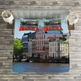 thumbnail image 3 of Ambesonne European Quilted Bedspread Set 3 Pcs, Holland Amsterdam Wiev, Queen Size, Multicolor, 3 of 3