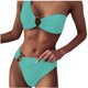 thumbnail image 2 of Traje de baño de 2 piezas para mujer, trajes de baño para mujer, conjunto de bikini de cuerpo dividido sin espalda de color liso para mujer, top y pantalón de poliéster para mujer, 2 of 3