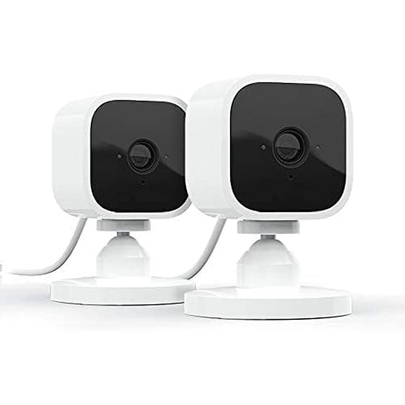 Mini - Compact indoor plug-in smart security camera, 1080p HD video, night vision, motion detection, two-way audio, easy set up, Works with Alexa 2 cameras (White)