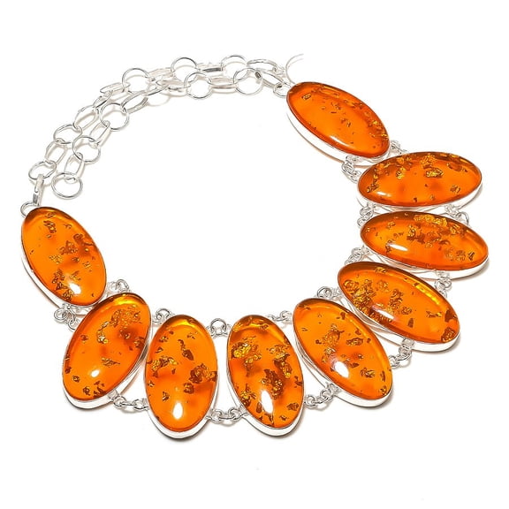 Baltic Amber Handmade 925 Sterling Silver Jewelry Necklace 18"