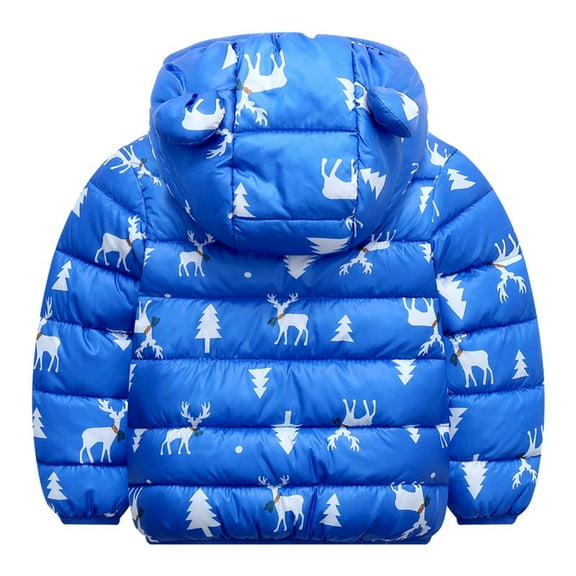 Odeerbi 2025 Kids Little Boys Girls Toddler Baby Winter Christmas Cartoon Windproof Coats Deer Hooded Warm Outwear Jacket