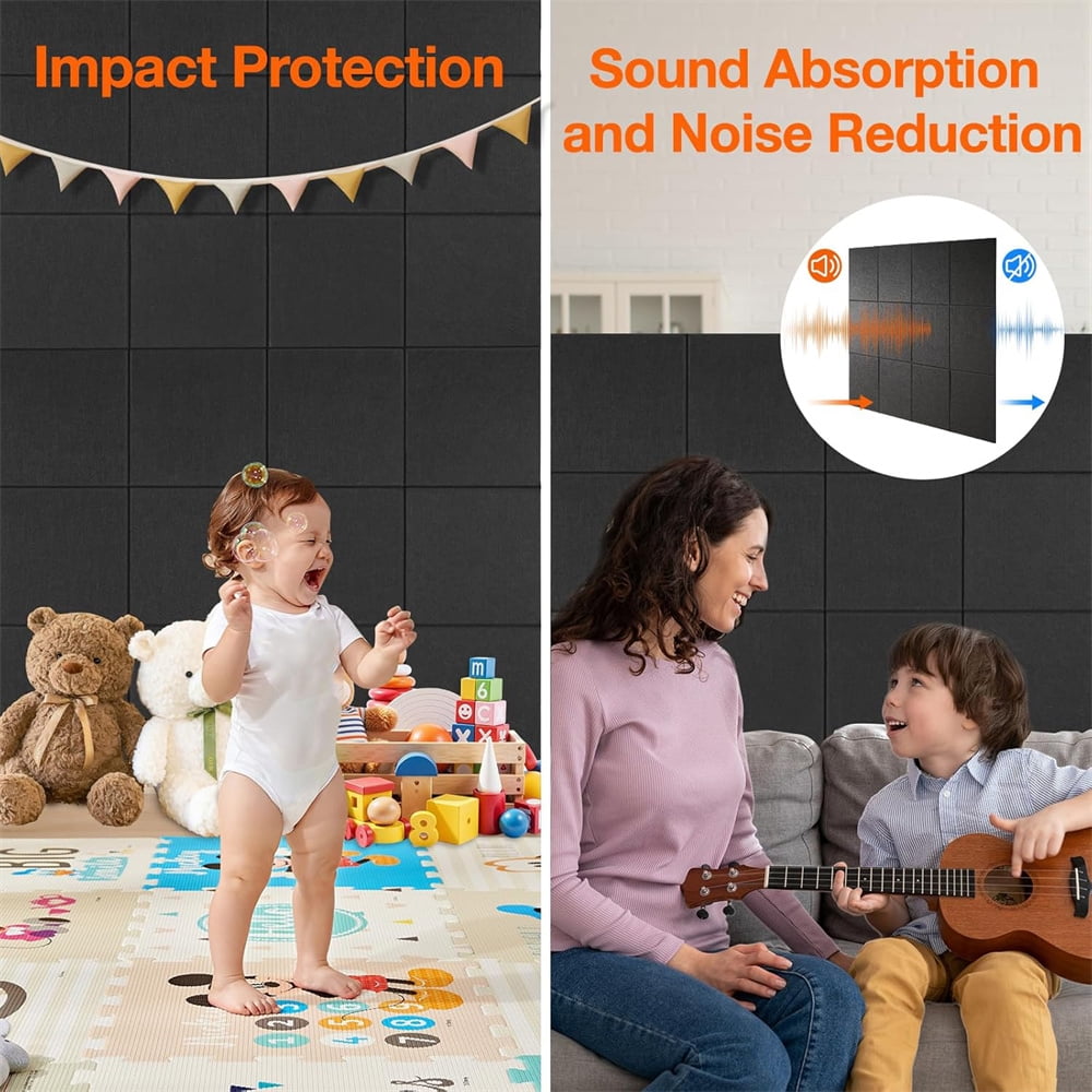Yahome 12Pcs Black Large Cork Board Each 12 Inch Felt Bulletin Boards with Safe Removable Adhesive Tabs and Push Pins Easy to Install Cork Boards Felt Board