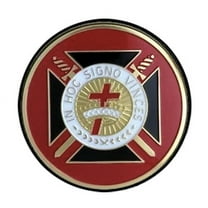 Red Masonic Car Emblem / Knights of Templar Cross. In Hoc Signo Vinces Freemason