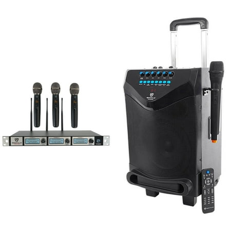 Rockville 8" Portable YouTube Bluetooth Karaoke Machine/System+(4) Microphones