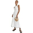 thumbnail image 3 of Womens Sleeveless T Shirt Dress Summer Contrast Ribbed Knit Tank Maxi Dresses White S, 3 of 9