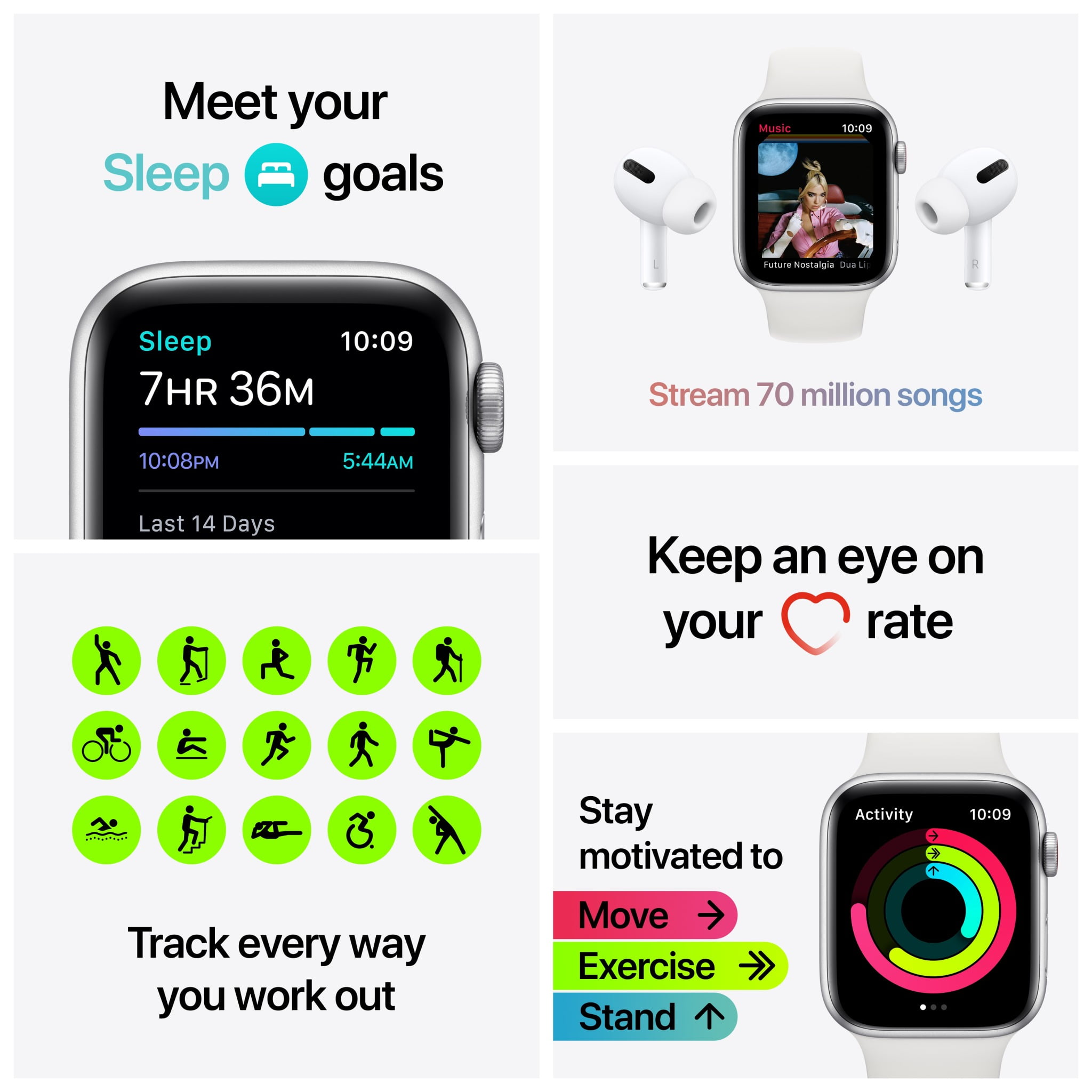 Apple Watch Nike SE GPS + Cellular, 40mm Silver Aluminum Case with