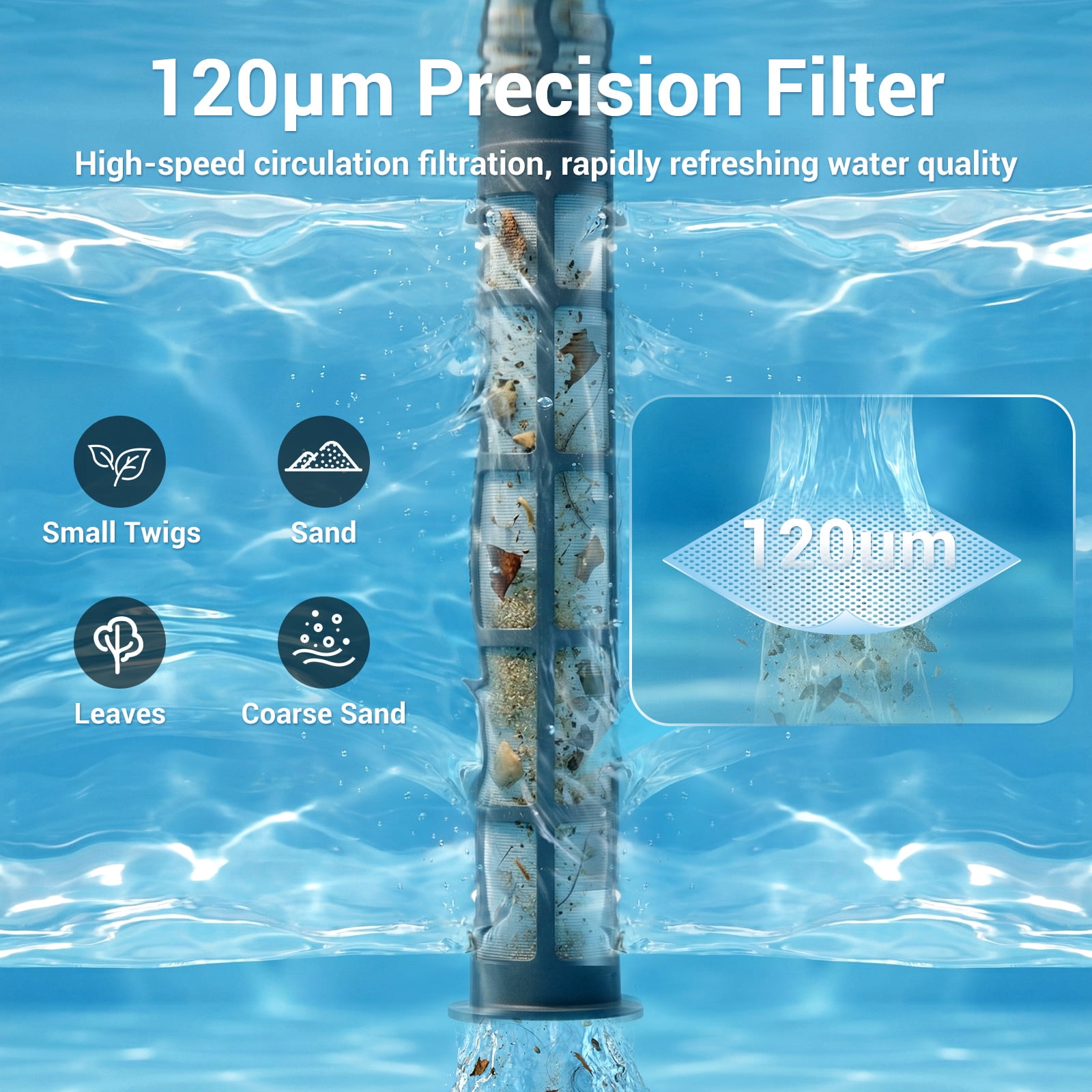 Efurden Cordless Pool Vacuum, Handheld Pool Vacuum for Small Above Ground Pools, Hot Tubs and Spas, 60 Minutes Runntime (Blue)