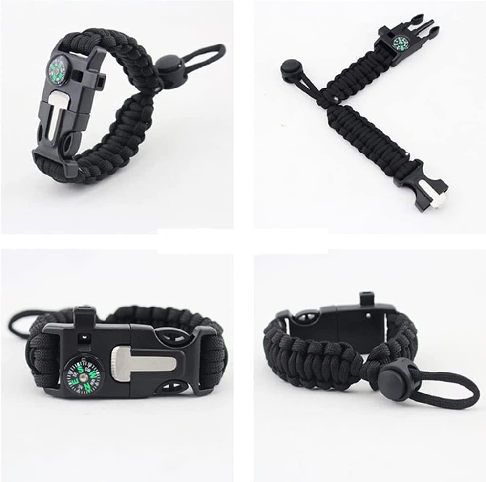 5 in 1 Adjustable Paracord Emergency Bracelet Fire Starter, Compass, Whistle, and More