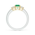 thumbnail image 2 of ANGARA Natural 1 ct Emerald and Diamond Three Stone Ring in 14K White & Yellow Gold for Women (Size-7x5mm) | May Birthstone, Birthday, Anniversary, Jewelry Gift for Women | Natural Emerald Ring, 2 of 10