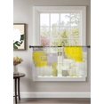 thumbnail image 2 of Sheer Curtains 45 Inch Length 2 Panels Set for Kitchen, Yellow Semi Sheer Curtains for Windows, Modern Geometric Grey Oil Painting Abstract Voile Window Treatments Rod Pocket Curtain, 2 of 7